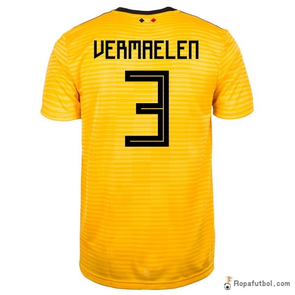 Camiseta Belgica Replica Segunda Ropa Vermaelen 2018 Amarillo